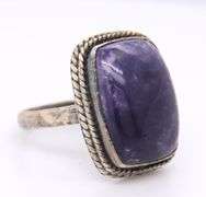 925 Sterling Silver Purple Stone Ring