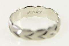 14K White Gold 5.9mm Vine Leaf Pattern Wedding Band Ring