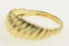 14K Yellow Gold Domed Striped Grooved Vintage Statement Ring