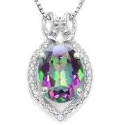 1.64 CT MYSTIC GEMSTONE & DIAMOND 925 STERLING SILVER PENDANT