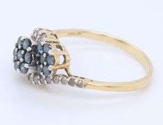 10KT White Gold Green sapphires And Diamond Accent Ring