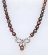 Vintage Pearl Necklace with Bow Clasp