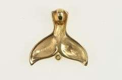 14K Yellow Gold Kabana Diamond Whale Fluke Tail Vintage Pendant