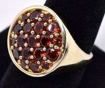 Red Garnet Circle Ring In Sterling Silver