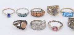 925 Sterling Silver Mixed Gemstone Ring Lot