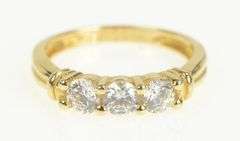 14K Yellow Gold Three Stone Round Cubic Zirconia Wedding Ring