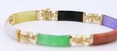 Multi Color Jade Bracelet with Gold Plated