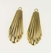 14K Yellow Gold Grooved Scalloped Stud Enhancer Dangle Earrings