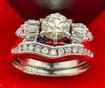 CERTIFIED 14K WHITE GOLD AND DIAMOND WEDDING SET