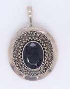 Art Deco 925 Sterling Silver Sapphire Pendant