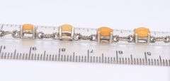 925 Sterling Silver Orange Cabochon Opal Link Bracelet
