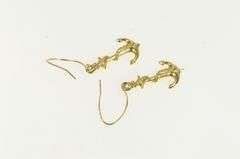 14K Yellow Gold 3D Anchor Nautical Hope Faith Symbol Dangle Earrings