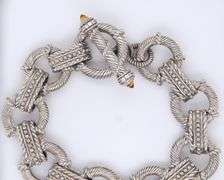 Judith Ripka 925 Sterling Silver Round Link Bracelet