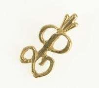 14K Yellow Gold L Cursive Letter Monogram Initial Name Charm/Pendant