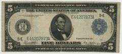 Series of 1914 Large Size $5 Federal Reserve Note (5-E)