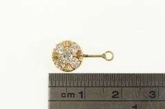 14K Yellow Gold Diamond Round Cluster Vintage Drop Charm/Pendant