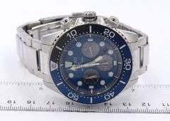 Seiko Prospex Solar Diver Quartz Chronograph Blue Dial Watch