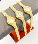 GROUP OF 3x MATCHING 18KT YELLOW GOLD PLATED & GEMSTONE WATCHES- BRAND NEW