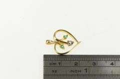 14K Yellow Gold Cubic Zirconia Emerald Heart Valentine Love Pendant