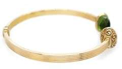 Italian Peridot End Cap Hinged Cuff Bracelet in 14K