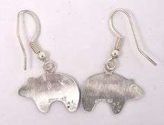 Navajo Bear Dangle Earrings In Sterling Silver