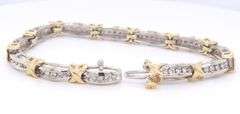 GORGEOUS DIAMOND AND SOLID GOLD X LINK TENNIS BRACELET
