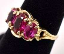 Graceful Synthetic Pink Sapphire Ring In Yellow Gold