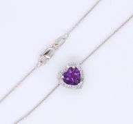 Gorgeous White Gold Amethyst and Diamond accent Pendant on Chain Necklace