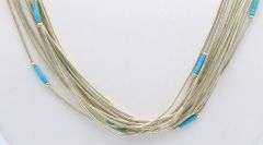 Sterling Silver 12 Strand Turquoise Necklace