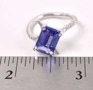 Delightful Tanzanite and Diamond Ring in 18K White Gold