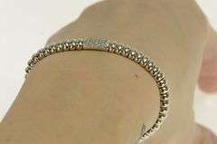 18K White Gold Pave Diamond 8mm Omega Chain Statement Bracelet