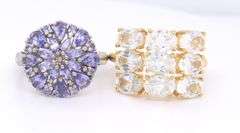 Group Lot of 5 Vintage 925 Sterling Silver Gemstone Rings