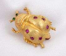 Cute 14k Beetle Brooch