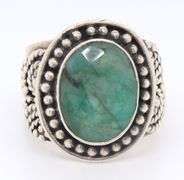 Art Deco Vintage 925 Sterling Silver Malachite Ring