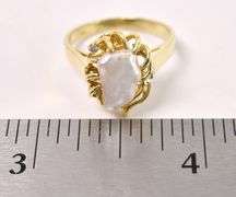 Elegant Freshwater Pearl And Diamond Ring In Yellow Gold