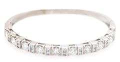 3.65ctw Round and Princess Diamond Bangle Bracelet in 18K