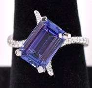Delightful Tanzanite and Diamond Ring in 18K White Gold