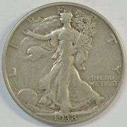 Key date 1938-D Walking Liberty Half Dollar in XF