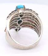 925 Sterling Silver Turquoise and Multi Color Stone Ring