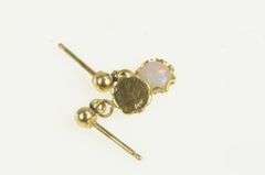 14K Yellow Gold Natural Opal Vintage Dangle Statement Stud Earrings