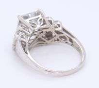 Vintage 925 Sterling Silver Emerald Cut White Topaz Ring