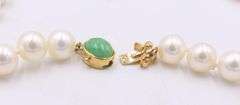 White Fresh Water Pearl and Green Jade Beaded Necklace