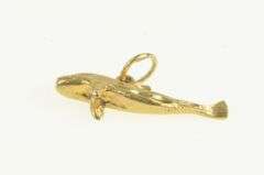 14K Yellow Gold 3D Dolphin Porpoise Animal Diamond Cut Charm/Pendant