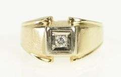 14K Yellow Gold 1960's Diamond Squared Men's Wedding Ring
