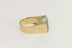 14K Yellow Gold Emerald Cut Aquamarine Vintage Statement Ring