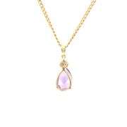 14K Yellow Gold Pear Amethyst Diamond Accent Statement Pendant