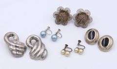 Group Lot of 5 Vintage 925 Sterling Silver Earrings