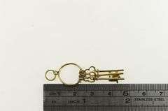 14K Yellow Gold S O L Initial Monogram Skeleton Key Ring Charm/Pendant