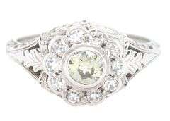 Vintage 0.75ctw Top Light Brown and White Diamond Frame Heirloom Ring in 18K