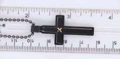 Black Hematite Cross With Long Ball Chain